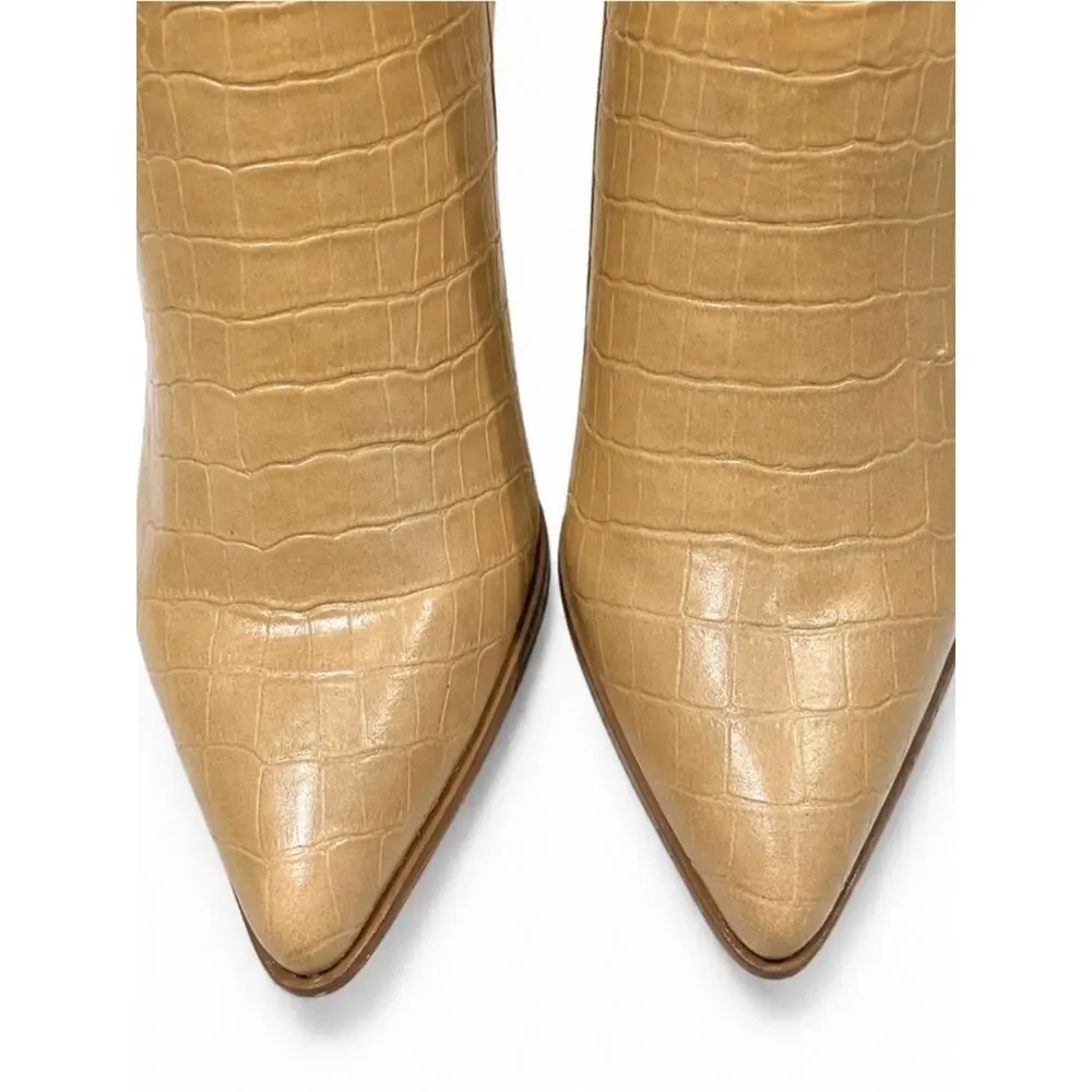 Journey TanTherese Knee-High Croc-Embossed Boots size 9.5 wide calf